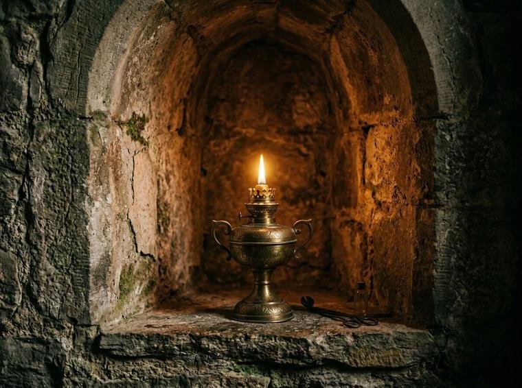 A chama serena da consciência: a luz que não briga com a escuridão, apenas ilumina o presente.