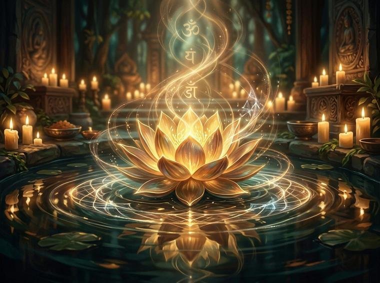 O lótus da Lei Mística: a causa da entoação e o efeito da iluminação florescem simultaneamente